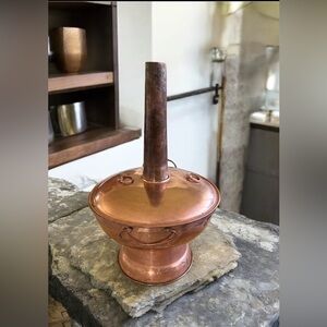 Copper Mongolian samovar, food warmer, coal wood burning, removable chimney